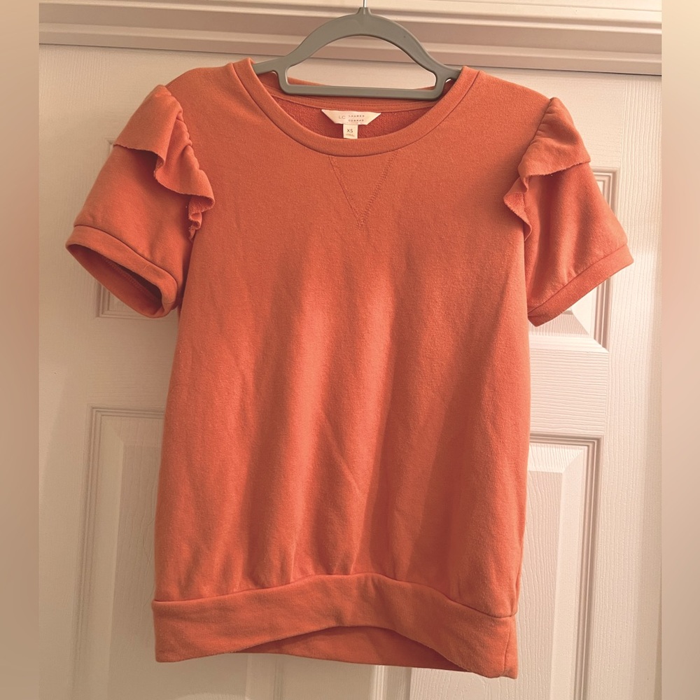 Coral Ruffle Sleeve Top